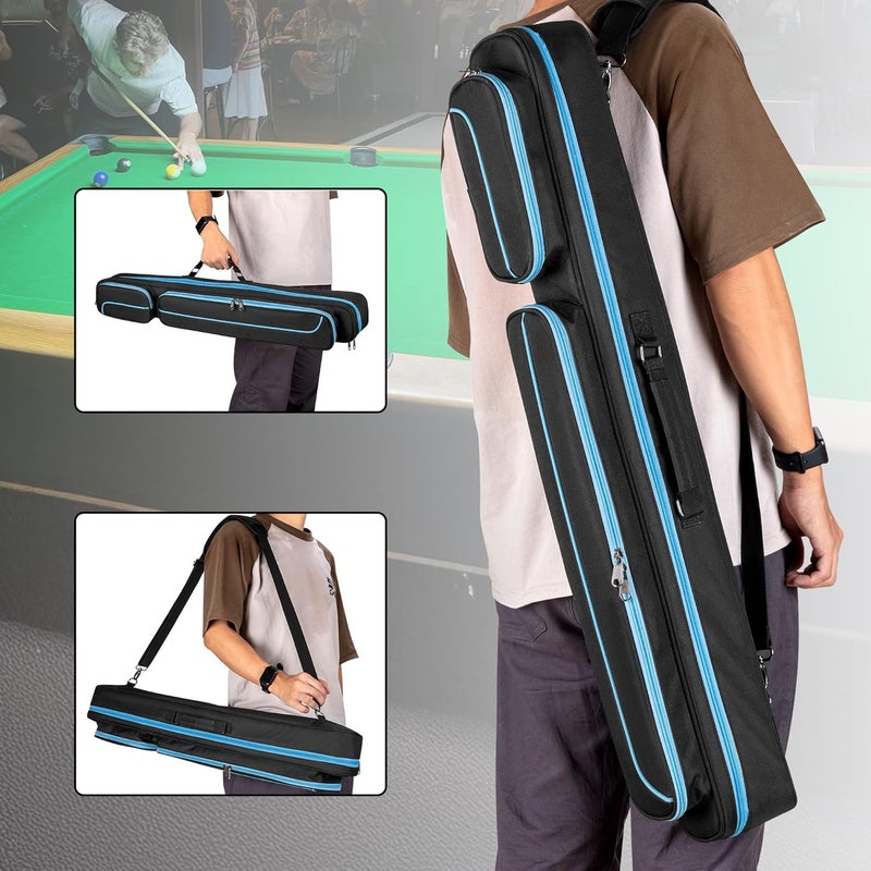 GOBUROS Pool Cue Case, 2 x 2 Pool Stick Case with 2 Shafts and 2 Butts Slots, Heavy Duty Billiard Cue Carrying Case for Pool Cue Accessories - Image 5